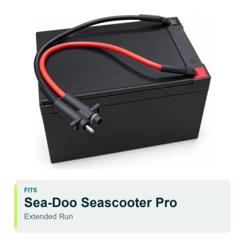 Replacement battery for the Sea-Doo Seascooter Pro (Extended Run), sealed lead acid with lead and connector