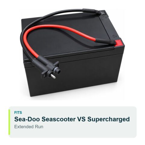 Replacement battery for the Sea-Doo Seascooter VS Supercharged (Extended Run), sealed lead acid with lead and connector